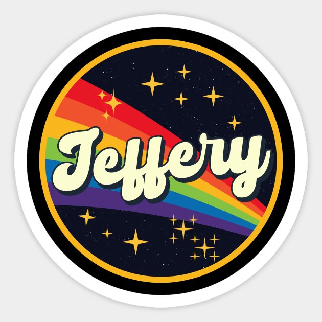 Jeffery // Rainbow In Space Vintage Style Sticker by LMW Art